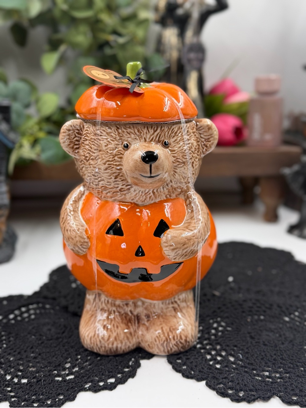 Viral Creepy Critters Pumpkin Bear Cookie Jar Halloween 72oz NWT